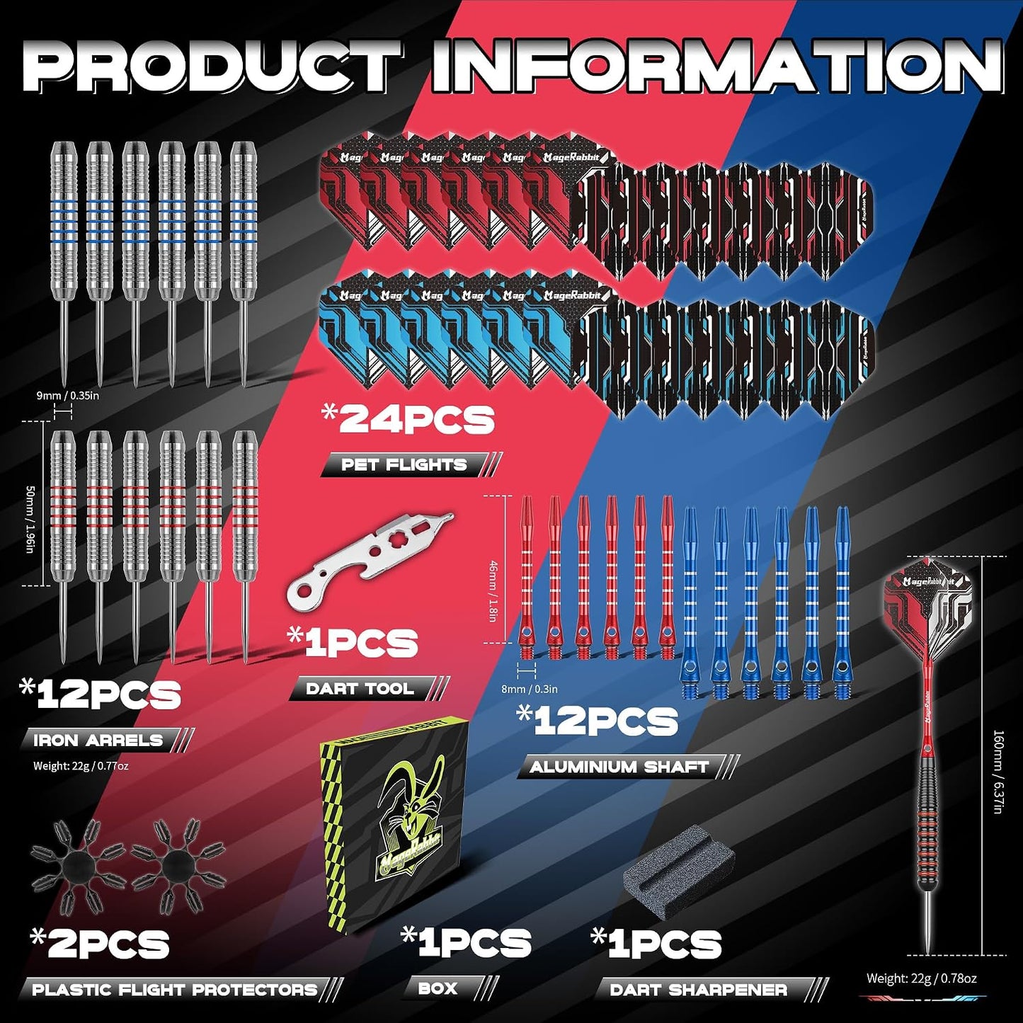 Set 12pcs Darts Acero Inox Accesorios Profesional