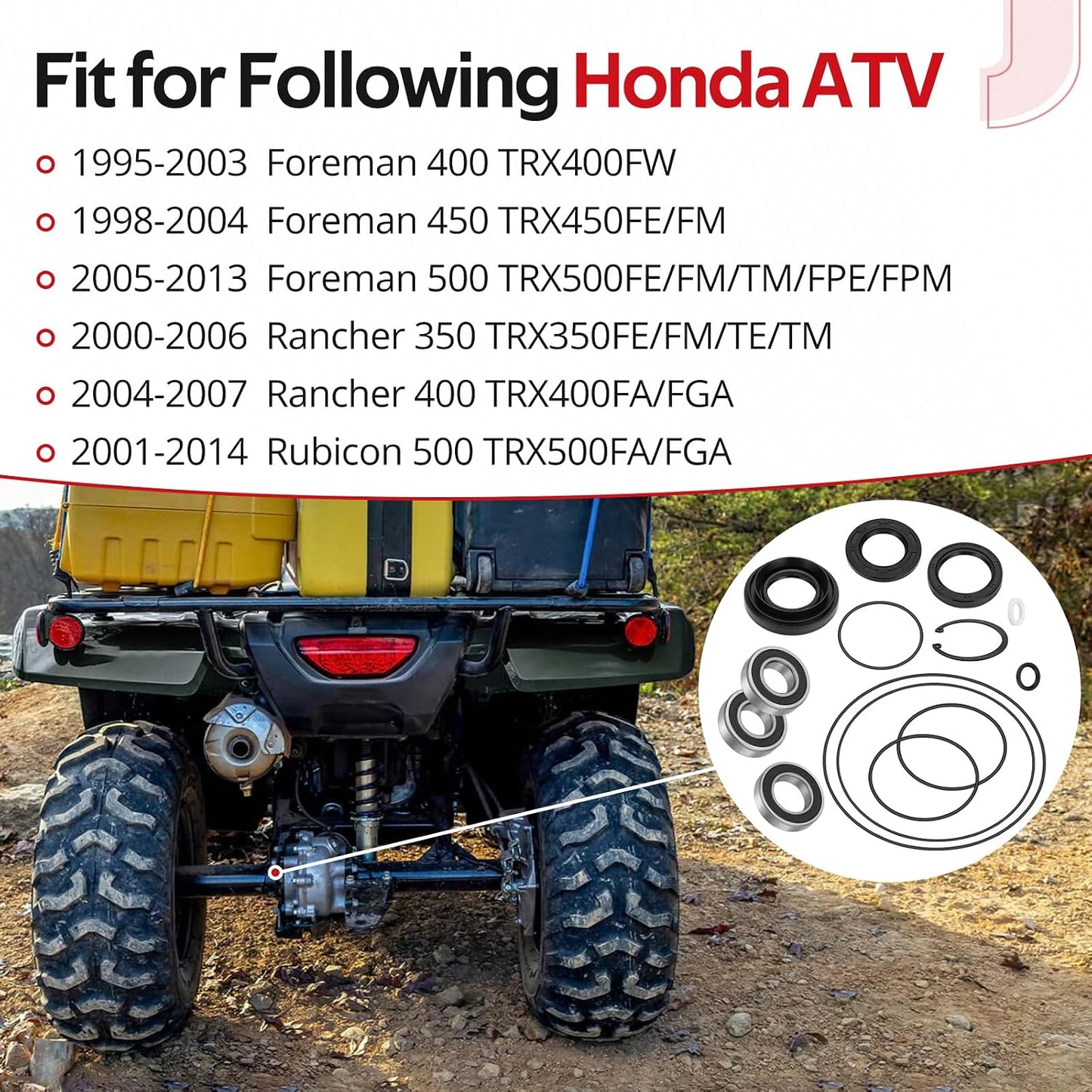 Kit sellos eje trasero izquierdo freno Honda Rancher 350