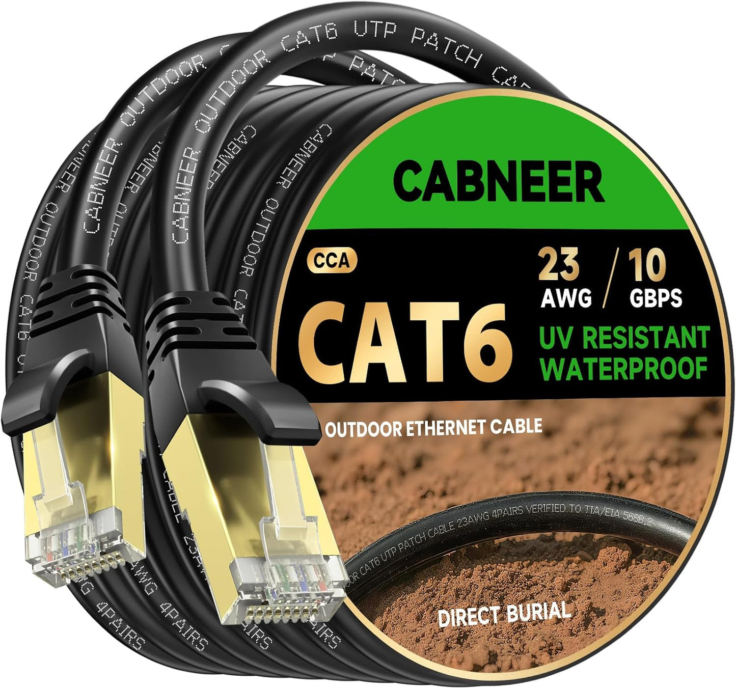 Cable Ethernet Cat6 150pies 10Gbps resistente UV cubierta LLDPE