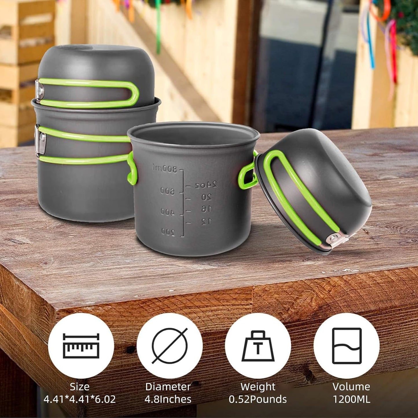 Set utensilios cocina camping antiadherentes plegables