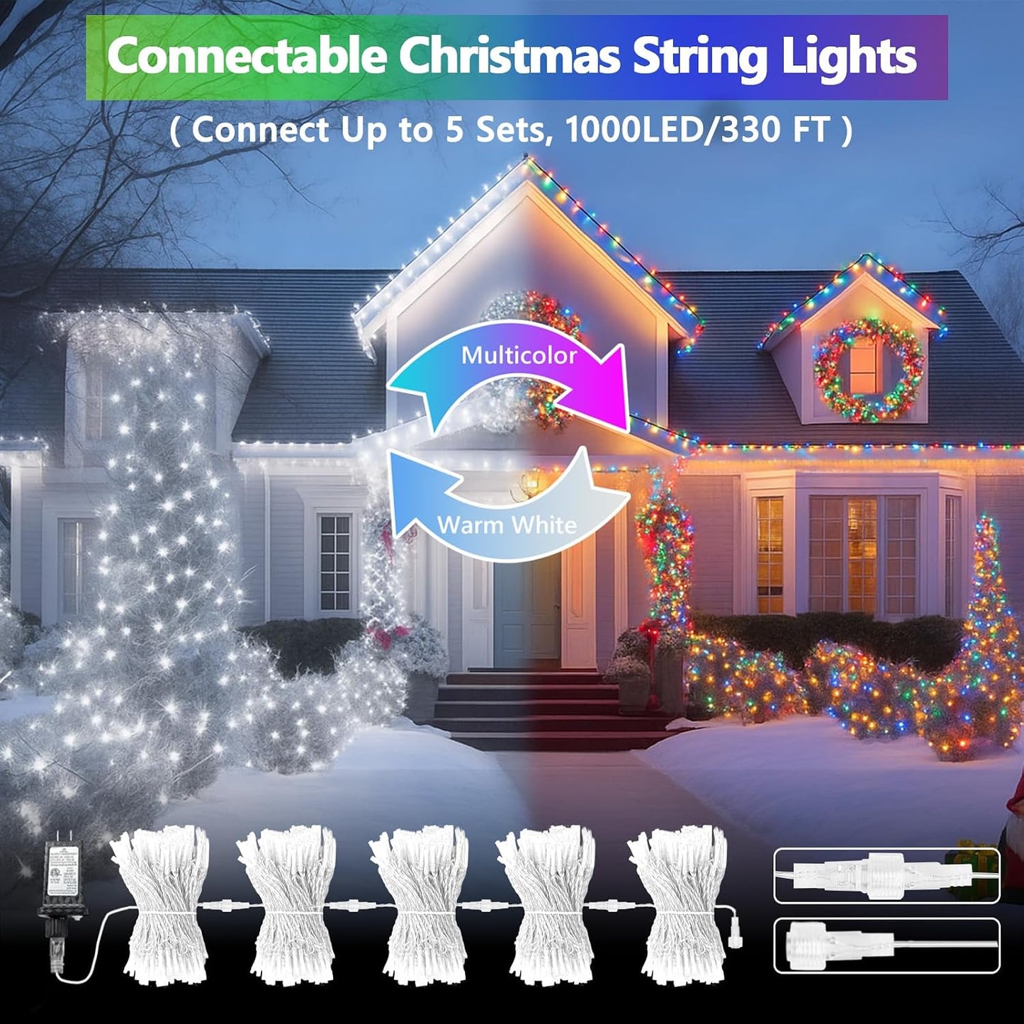 Tira luces Navidad 66pulg 200 LED control remoto
