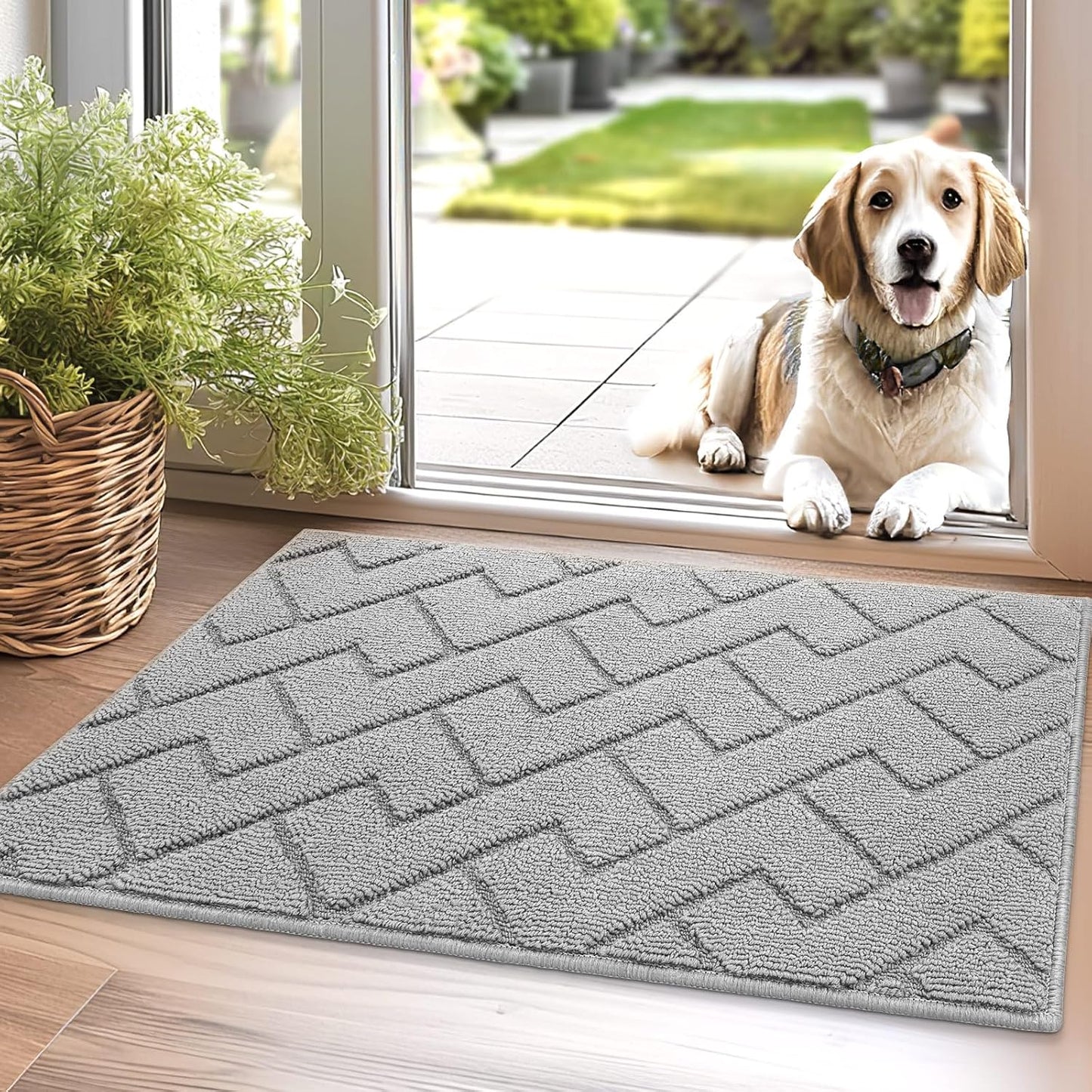 Felpudo antideslizante lavable 20x31.5 pulg perfil bajo entrada