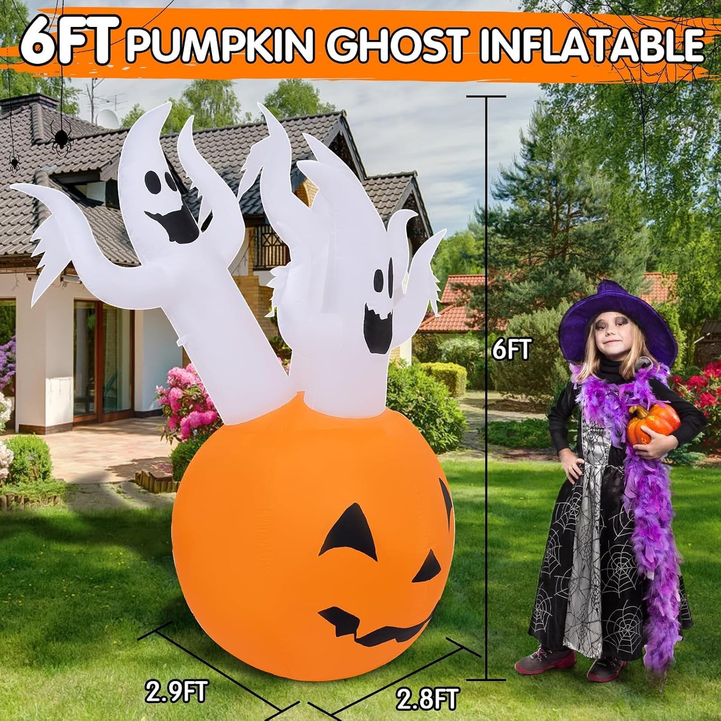 Inflable fantasmas calabaza 6ft patio con luces LED