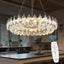 Candelabro moderno cristal redondo 24pulg cromado 4 niveles