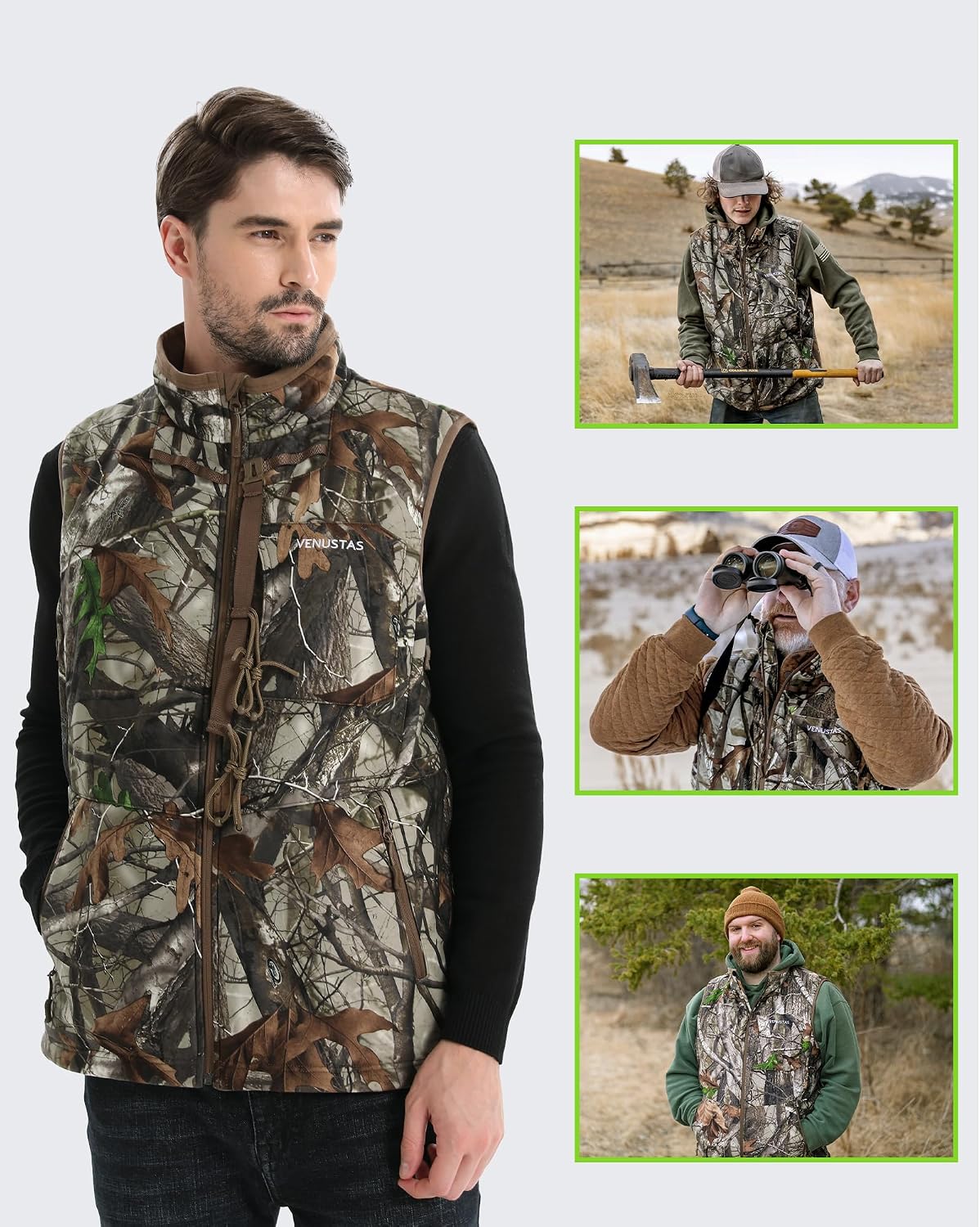 Chaleco caza camuflaje calefacción recargable 20h