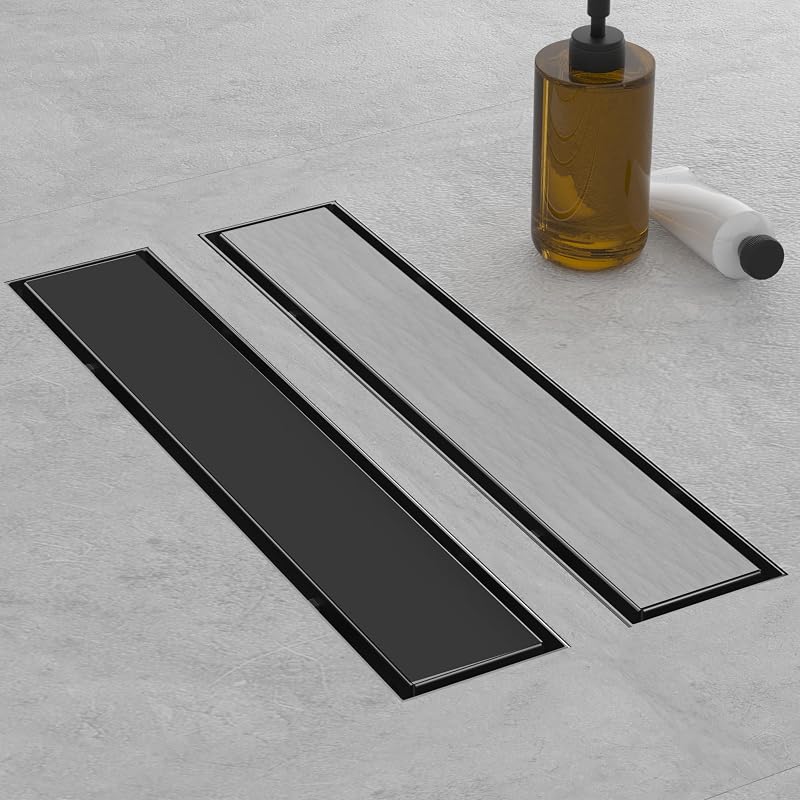 Drenaje ducha acero inox 304 negro 12" con patas ajustables