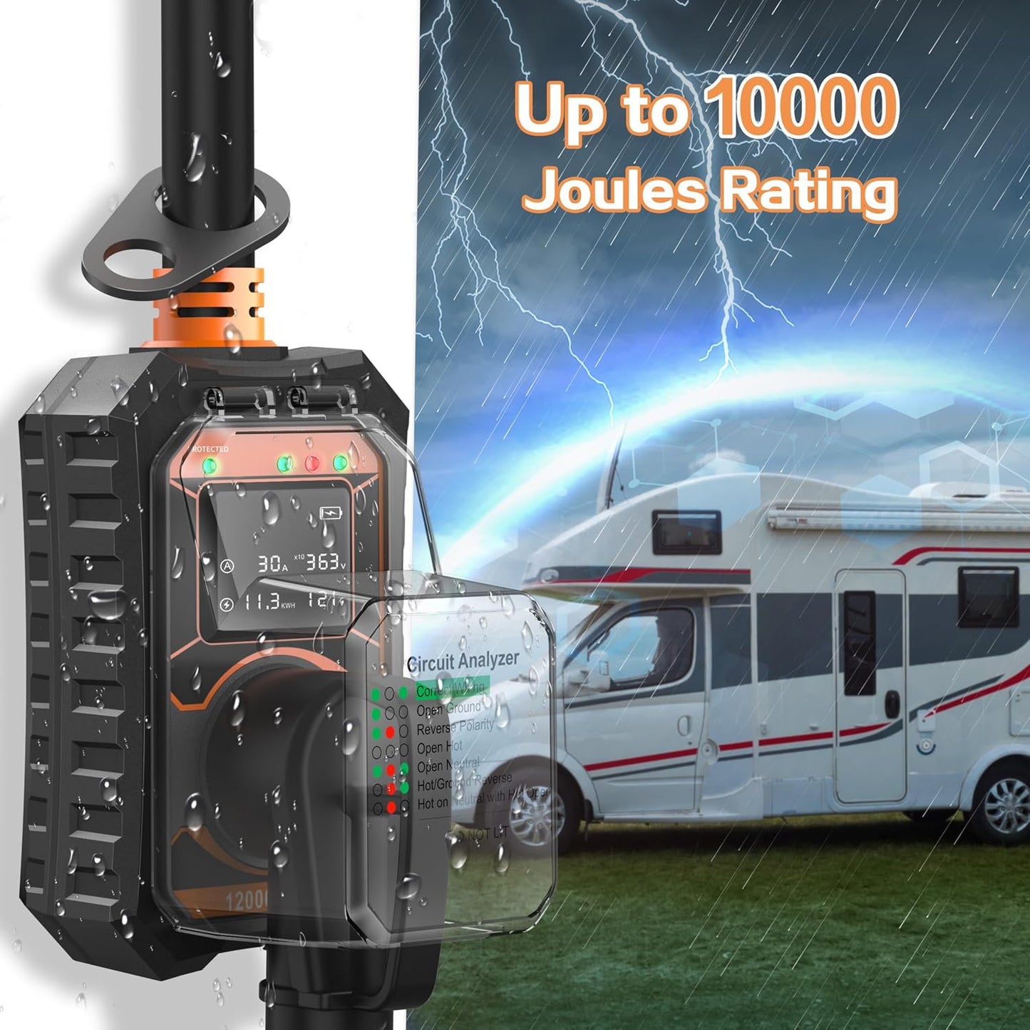 Protector sobretensiones RV 30A con analizador LED