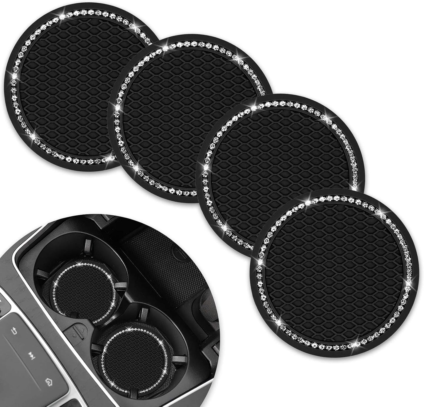 Posavasos universal para automóvil negro 4 pzas