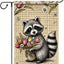 Bandera jardín mapache 12x18pulg doble cara primavera verano