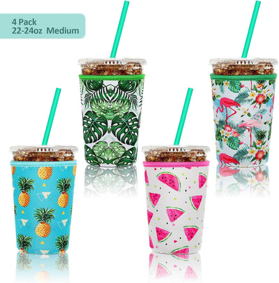 Funda neopreno reutiliz. para café 4uds estilo Hawái