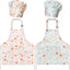 Set 4 Delantales Infantil con Gorro Chef Estampado Floral Ajustable
