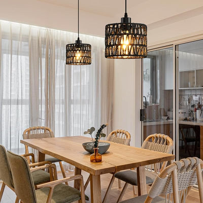 Lámpara colgante ratán candelabro bohemio cocina