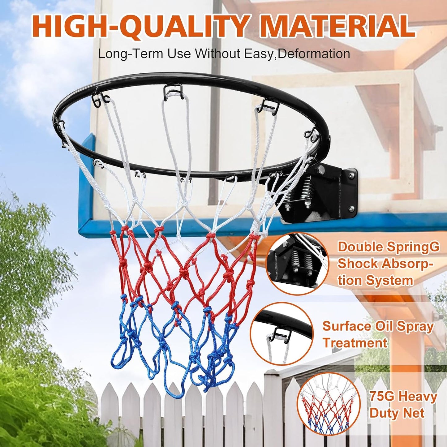 Llanta baloncesto 18pulg acero doble resorte con red