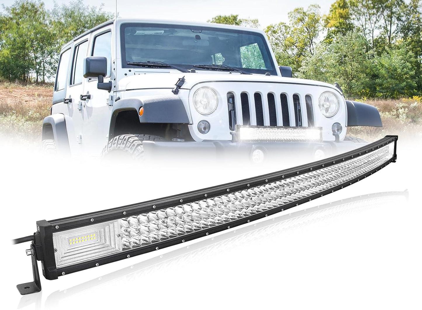 Barra luz LED curvada 50" IP67 648W combo punto e inundación