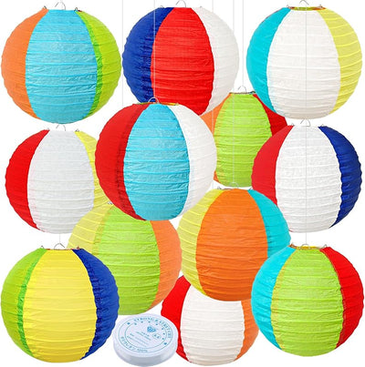 12 Linternas papel bola 8pulg fiesta Luau reutilizable