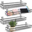 4 Cestas Pared Rejilla Metal 15.75x3.94" con Ganchos Negro