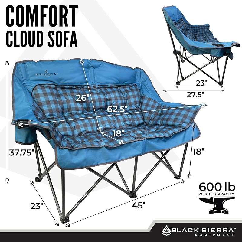 Sofá doble camping plegable acolchado felpa 600lb