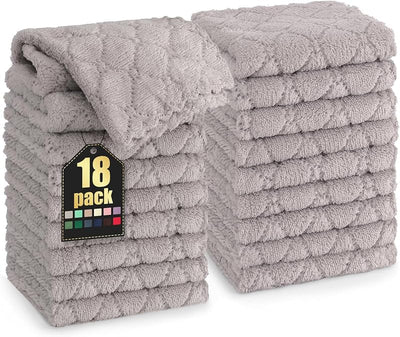 18 Pzas Paños Cocina 10x10pulg Terciopelo Coral Gris