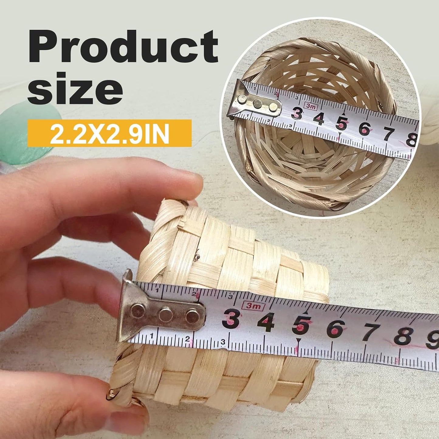 12 Cestas Bambú Tejidas 2.2x2.9" Organizadoras Hogar Oficina