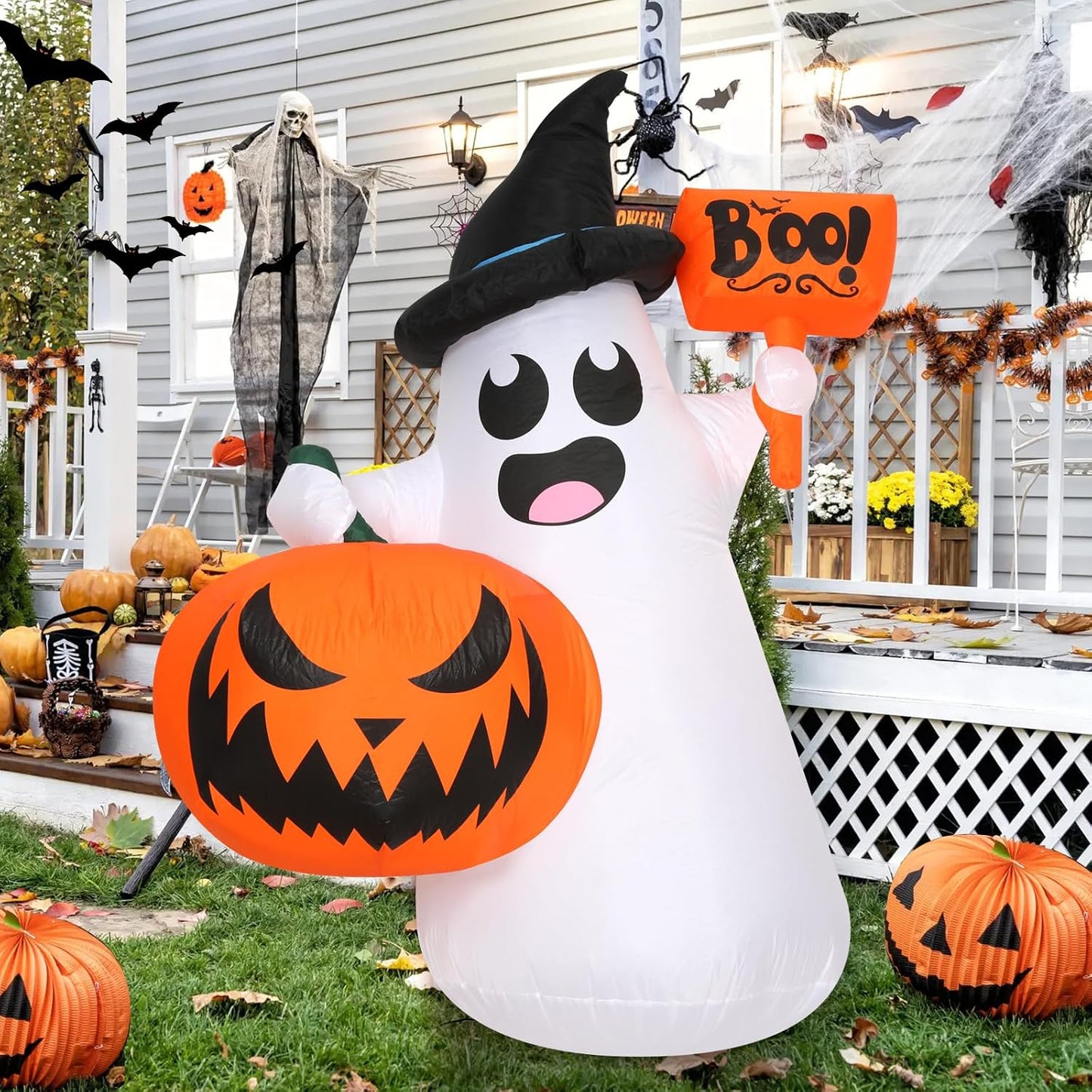 Inflable calabaza fantasma 5ft con luces LED para Halloween