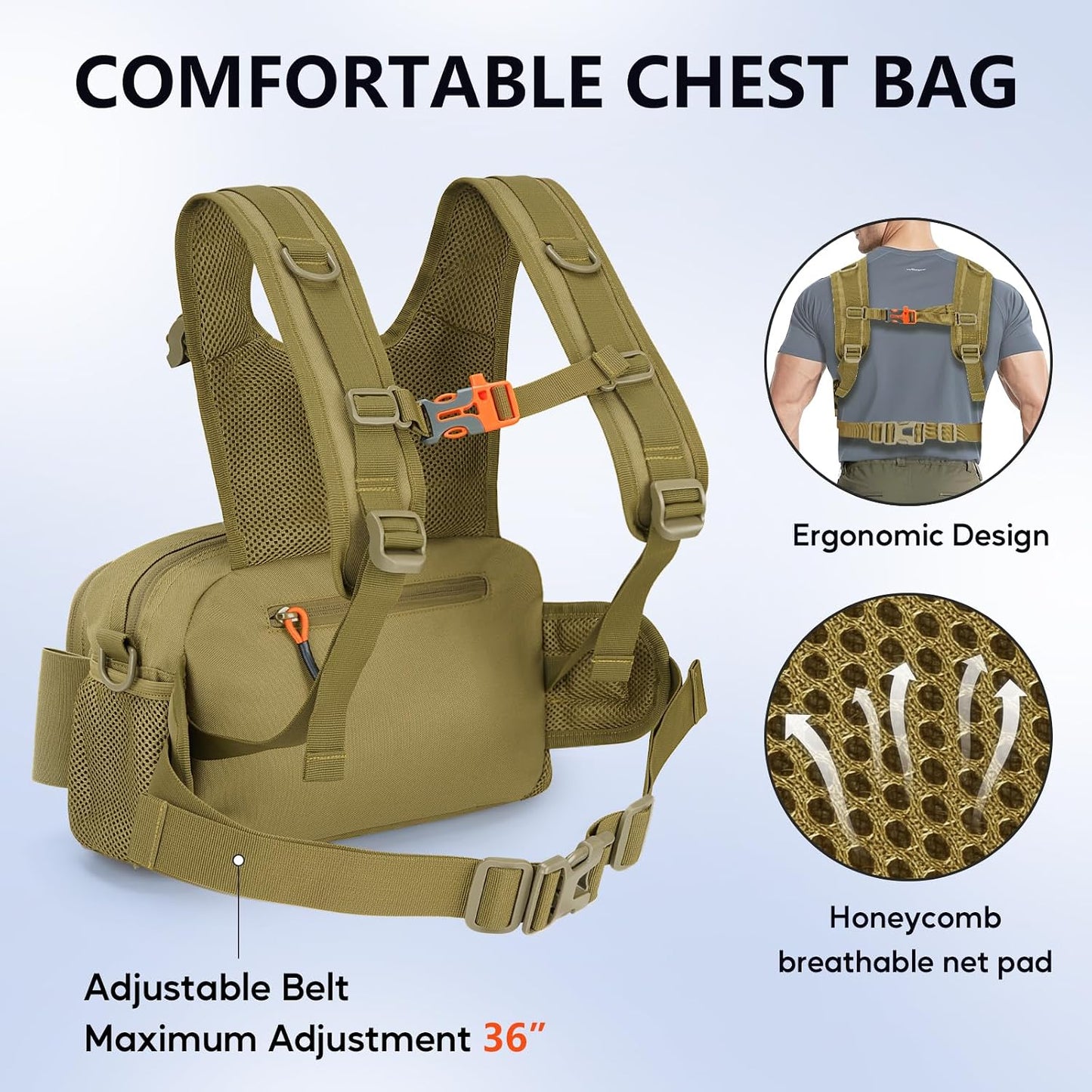 Bolsa táctica para pecho correr con correa ajustable