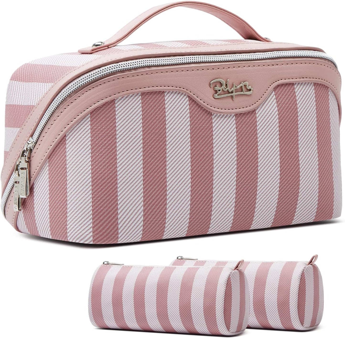 Bolsa maquillaje viaje mujer 3 pzas cuero pu con compartimentos