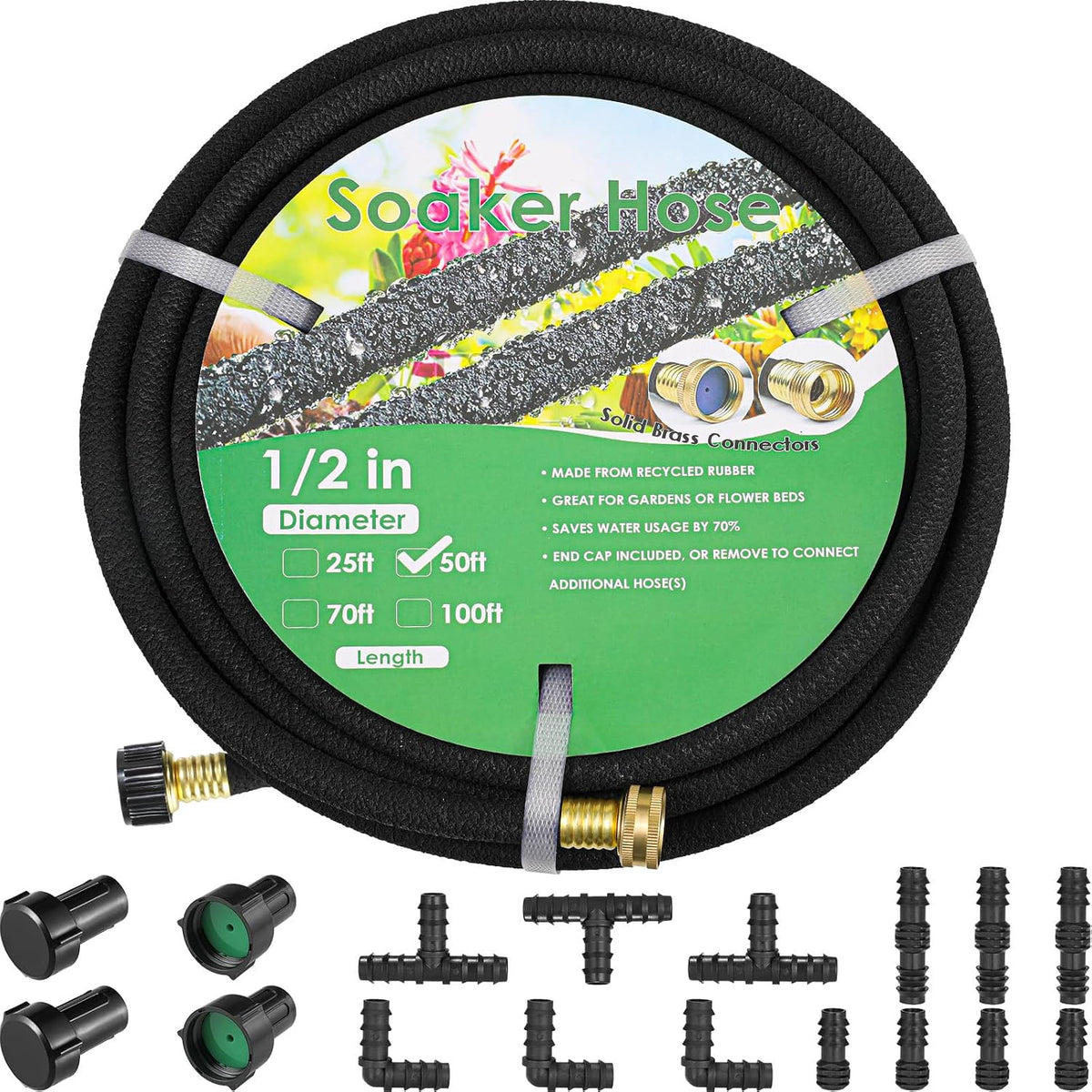 Kit manguera jardín 50ft 1/2pulg conectores latón goma