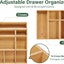 Organiz. cajones bambú separadores ajustables 6 pzas cocina