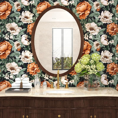 Papel tapiz floral autoadhesivo remov. 17.5x393.7"