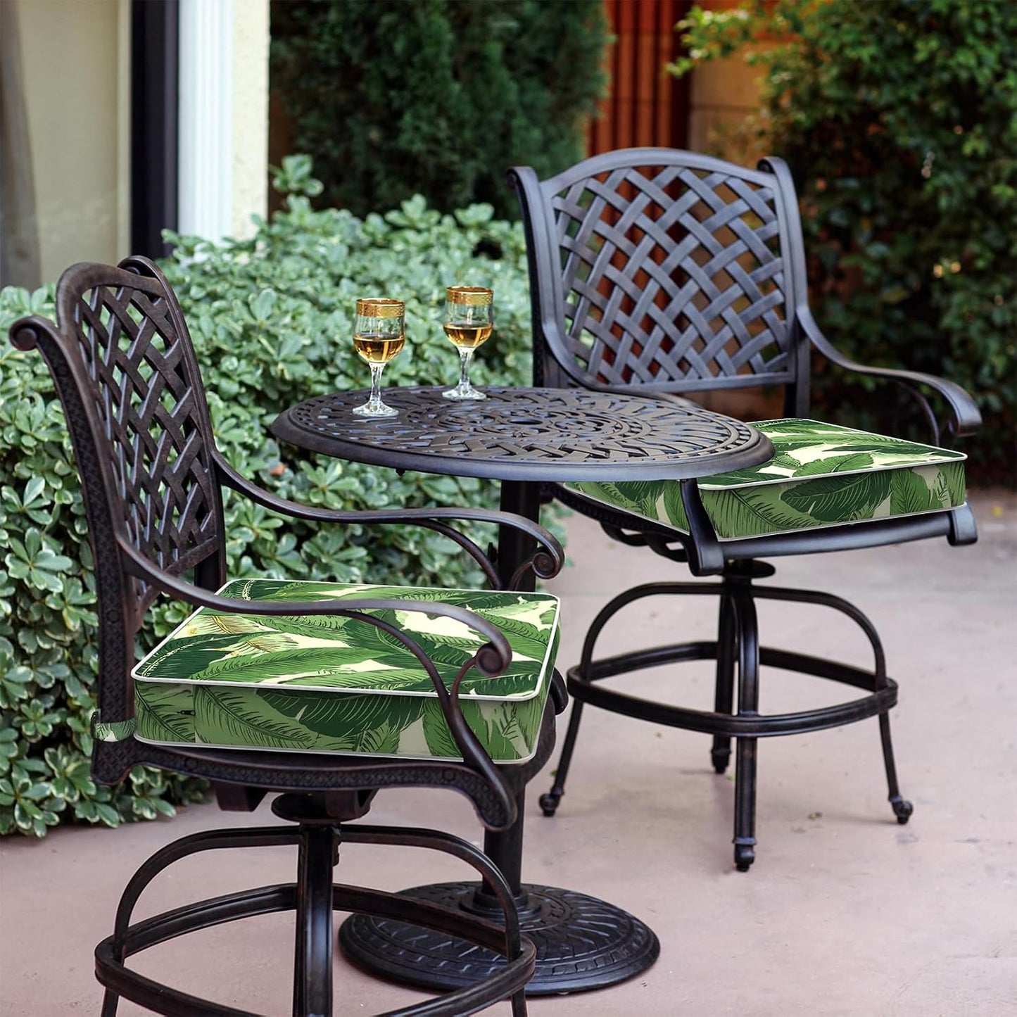 2 Cojines Silla Patio 19x19x3" Repelente Agua con Laço