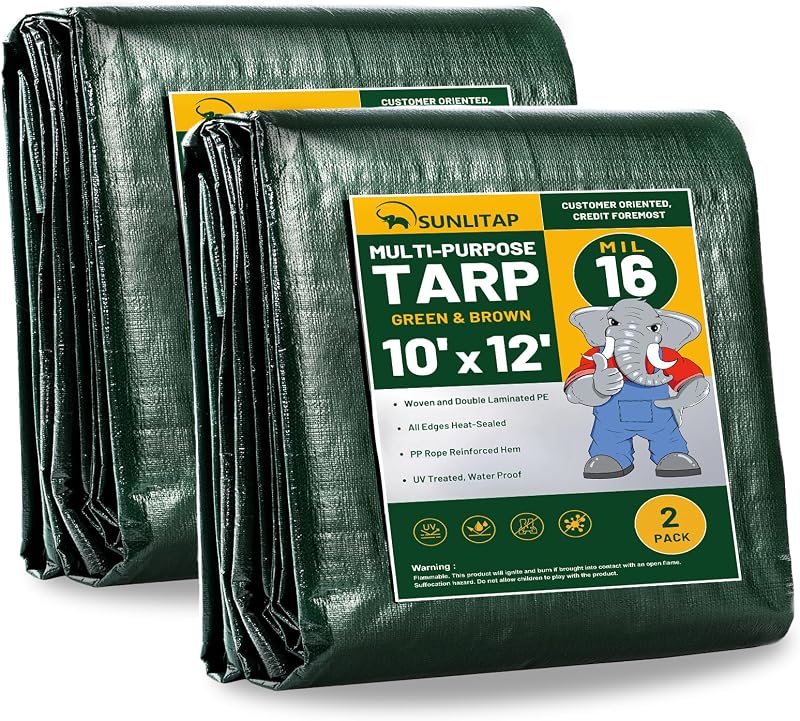 Lona impermeable 10x12ft reforzada ojales metal verde