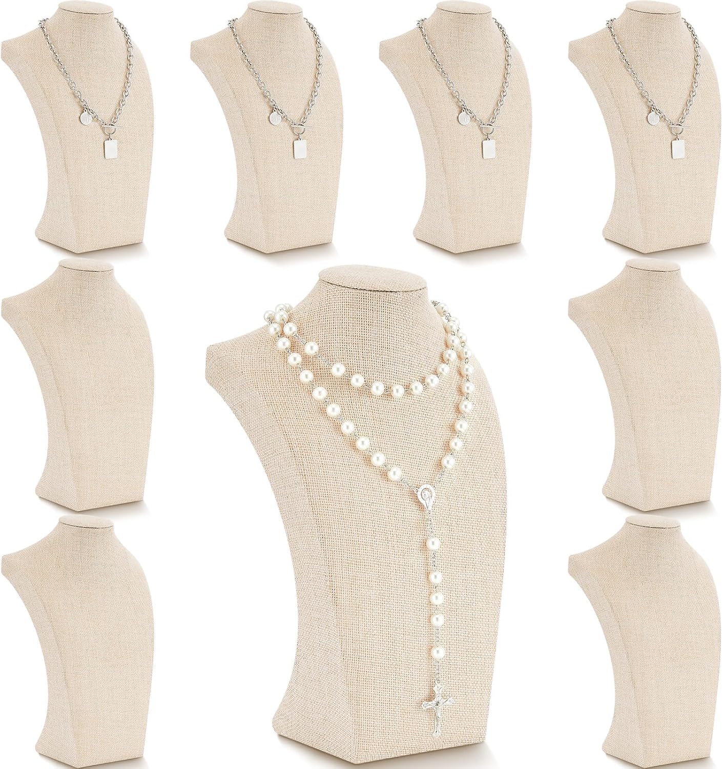 Set 9 Pzas Soporte Collares Lino para Joyas