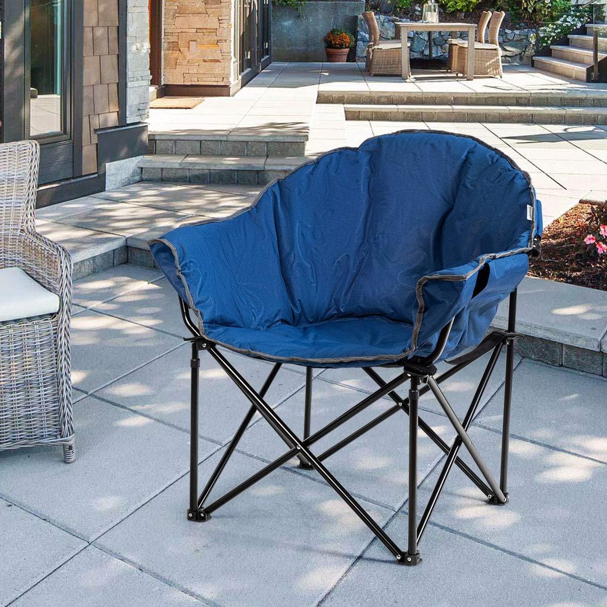 Silla camping plegable con asiento acolchado y bolsa