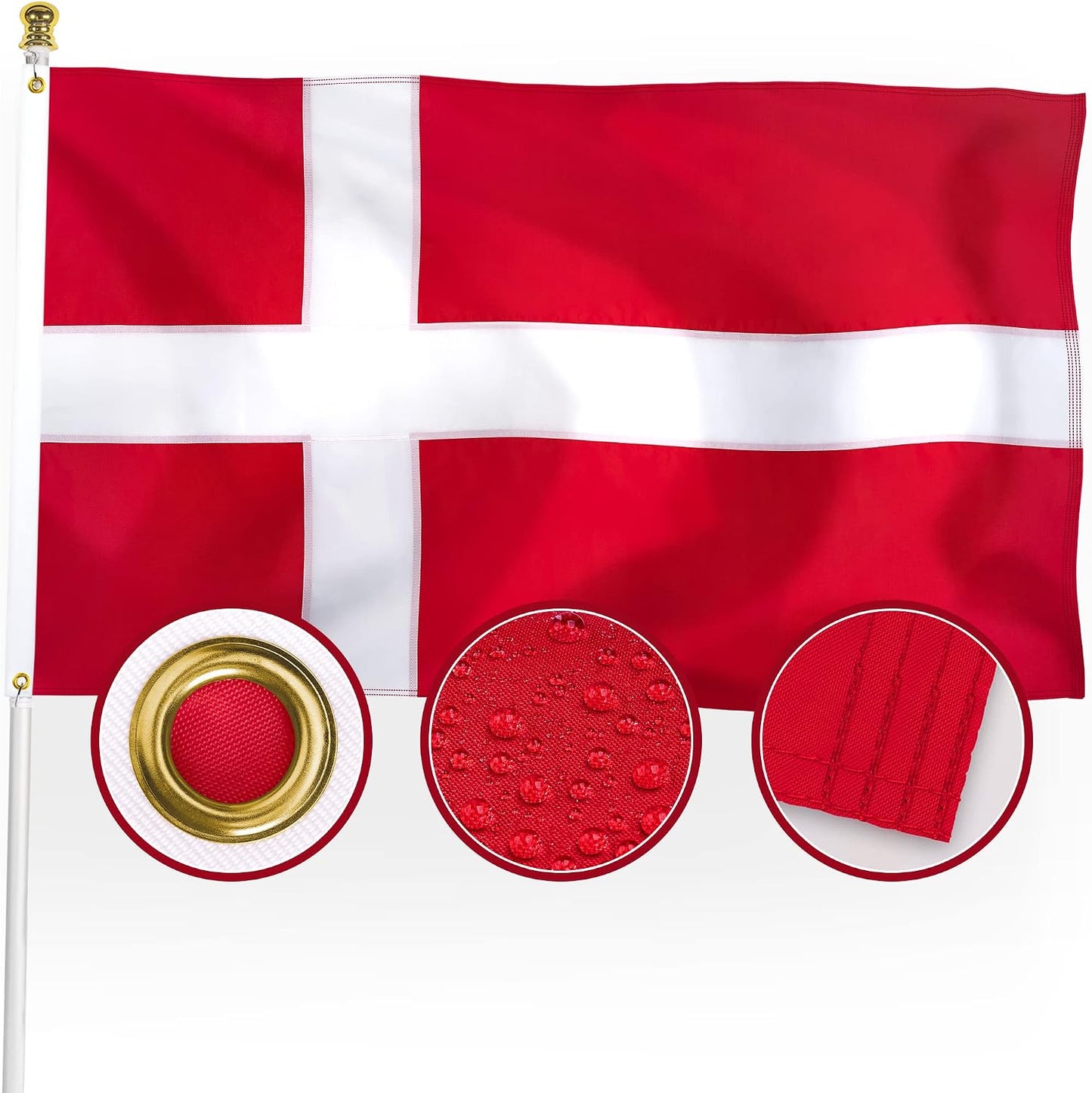 Bandera Dinamarca 3x5ft doble cara resistente 210D