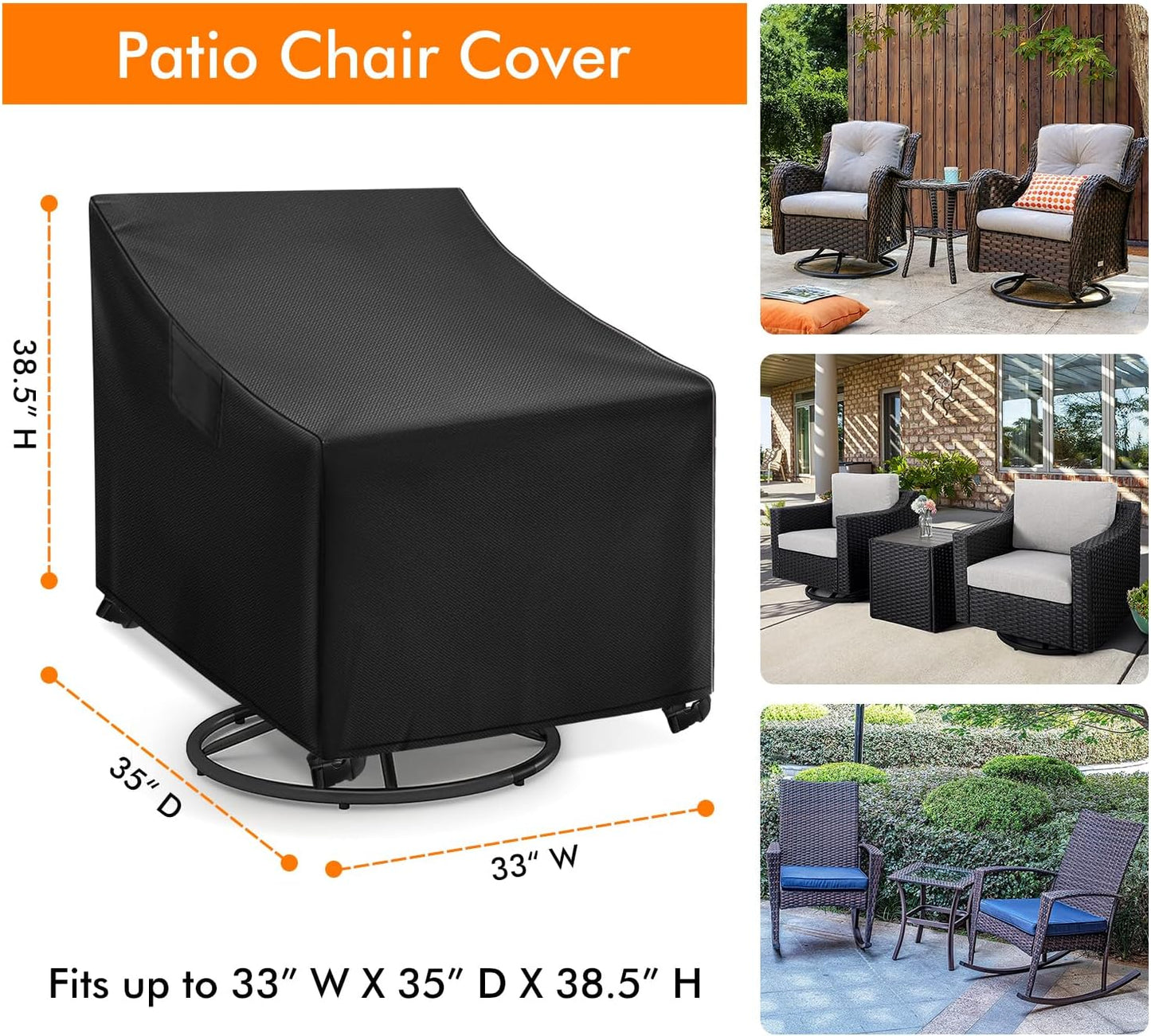 Fundas sillas giratorias exteriores 33x35x38.5pulg 2pzas