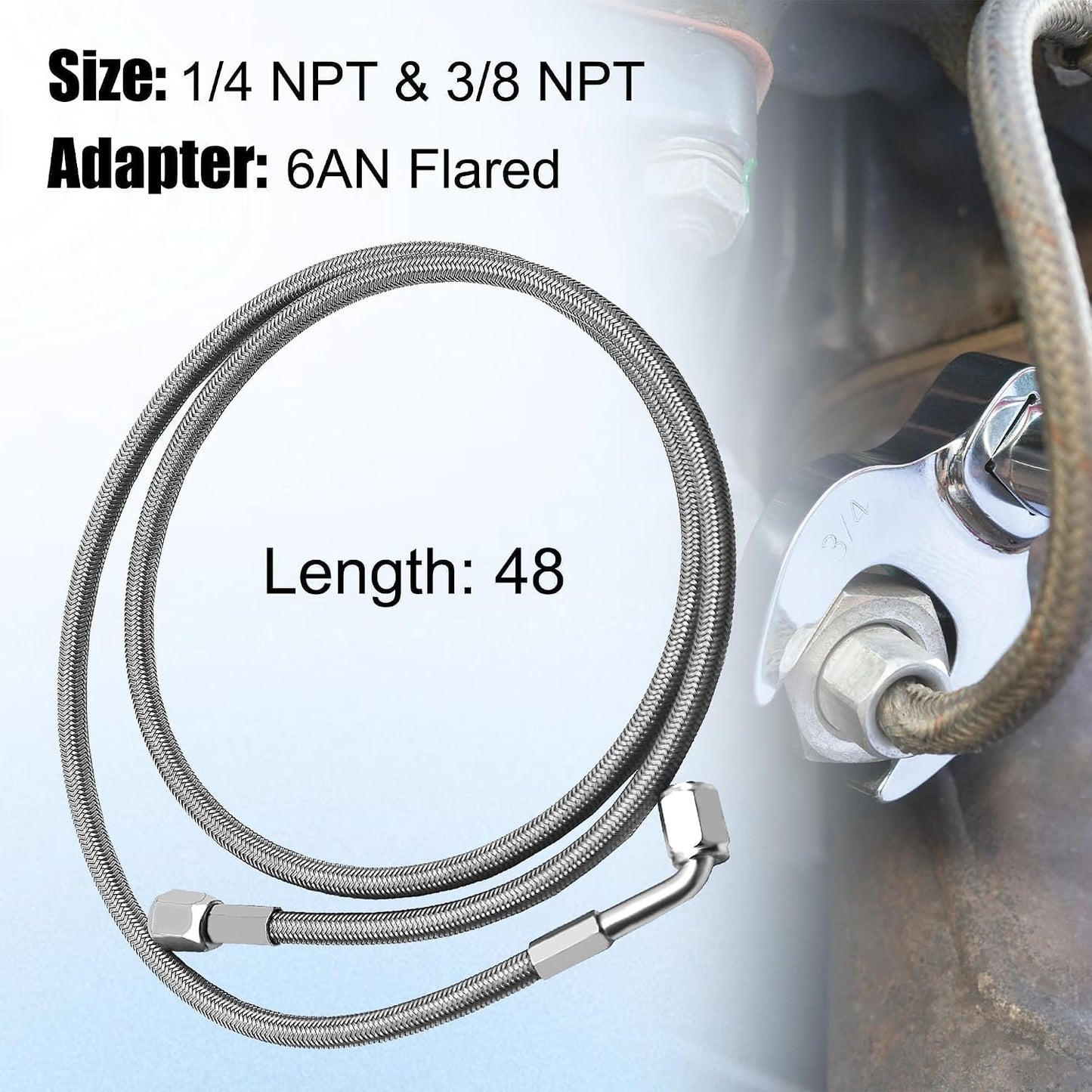 Manguera PTFE turbo 4AN 48" 90 grados