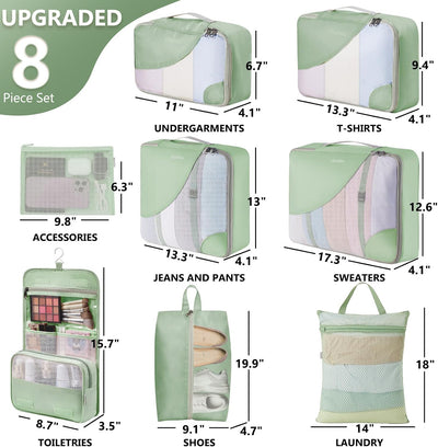 Set 8 Cubos Embalaje Viaje Organiz. Maleta Zapatos Bolsa Aseo