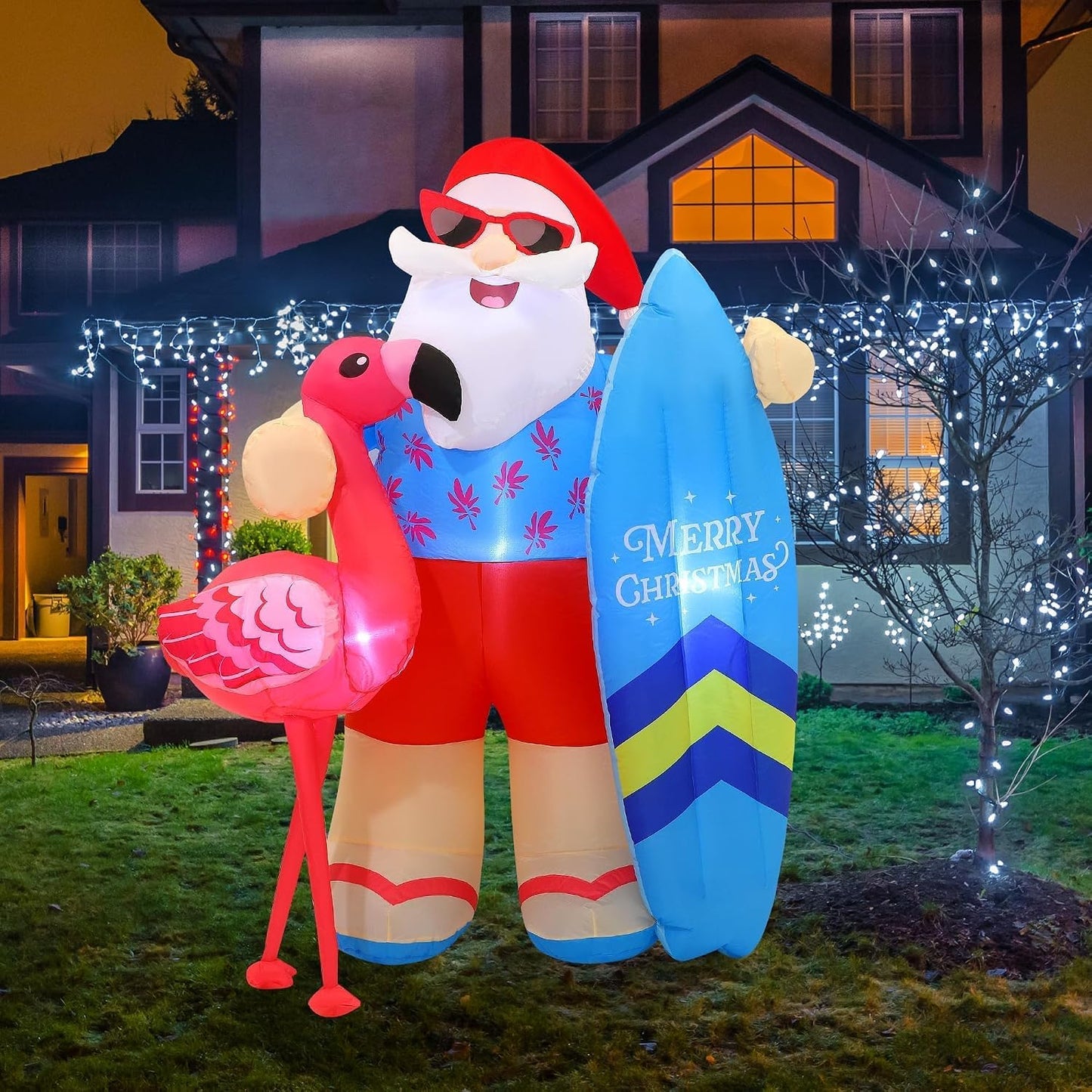 Decoración inflable Navidad 6.5ft con luces LED jardín patio