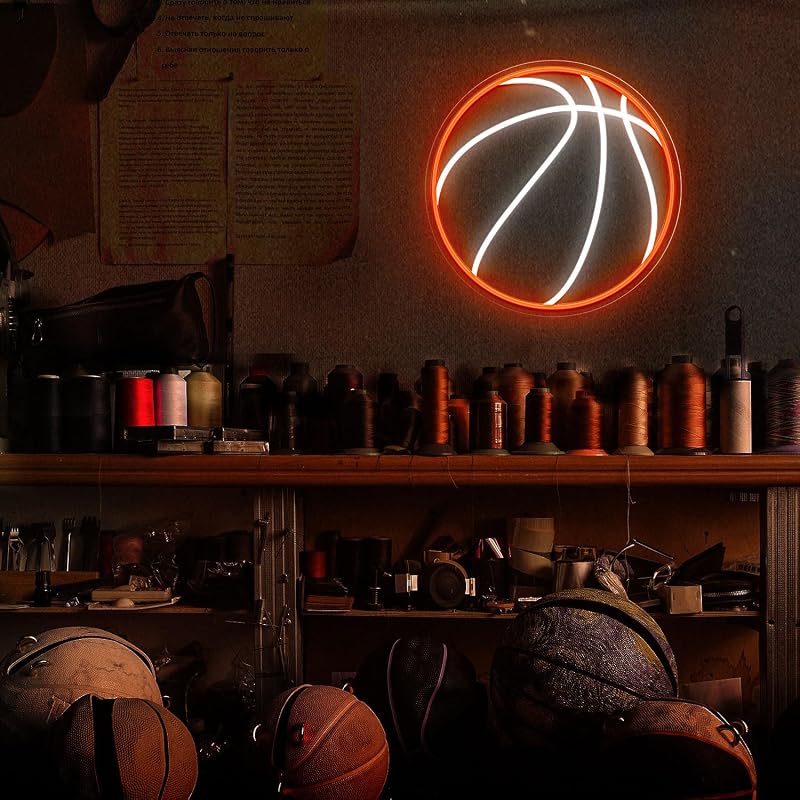 Letrero neón baloncesto 12.6x12.6pulg LED regulable USB