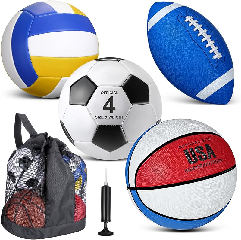 Set 4 pelotas deportivas con inflador para patio
