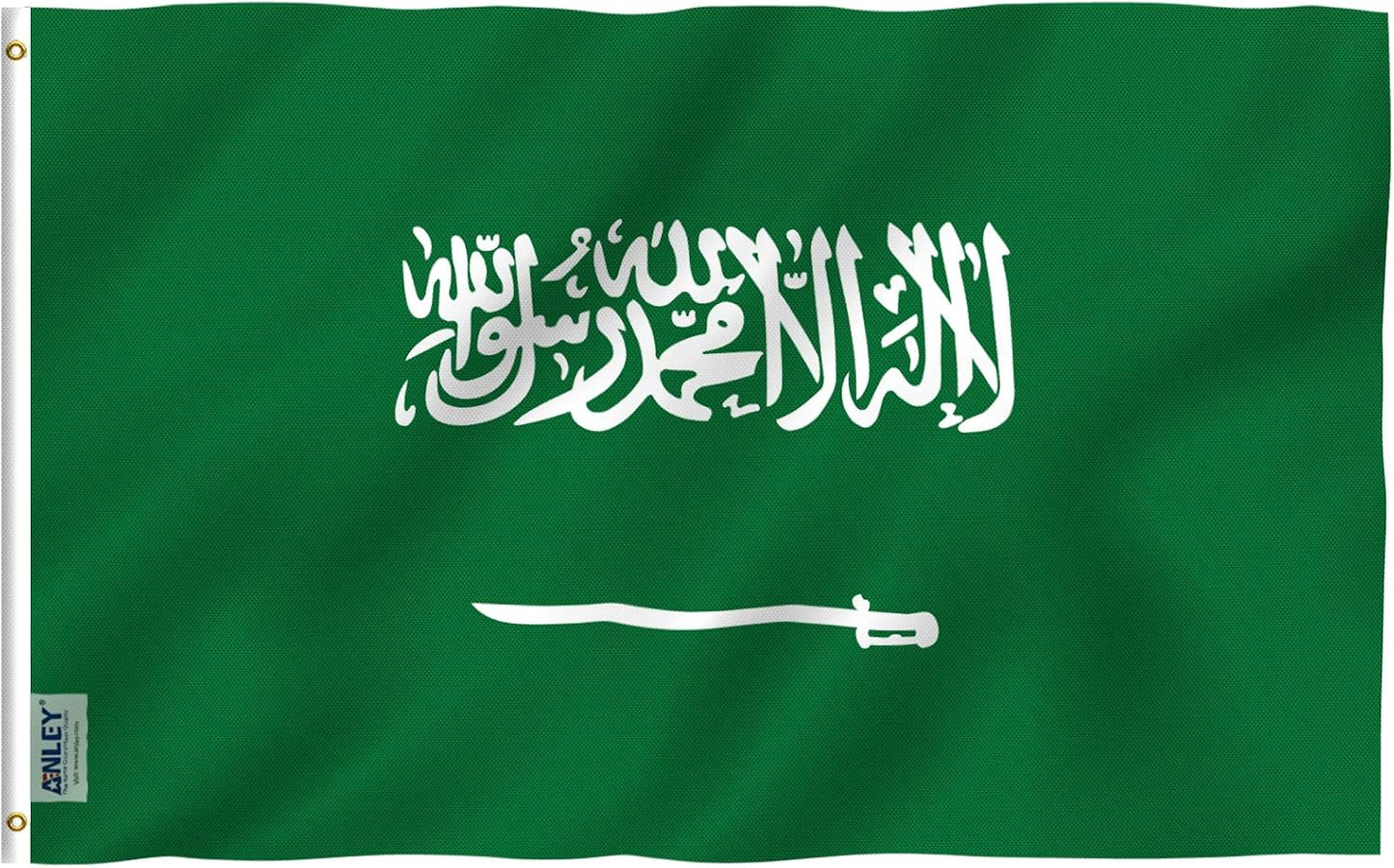 Bandera Arabia Saudita 3x5ft poliéster cabecera lona doble costura