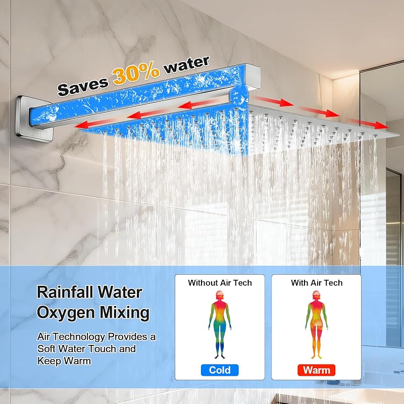Cabezal ducha lluvia 10pulg con mango metal decorativo