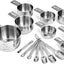Set 15 Pzas Tazas y Cucharas Medidoras Acero Inox