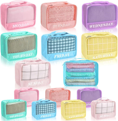 Cubos equipaje semanales para niños 9x7x3pulg macarrón