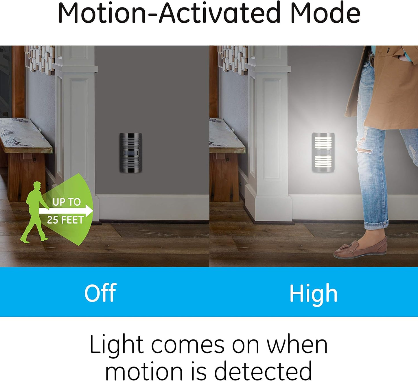Luz nocturna LED enchufable sensor movimiento níquel
