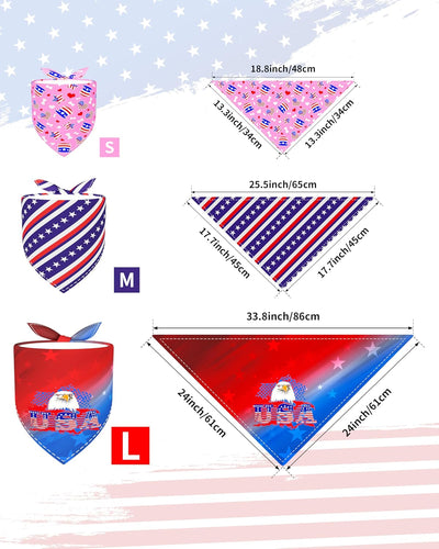 15 Bandanas Perros 4 de Julio 3 Tallas Triangulares Patrióticas