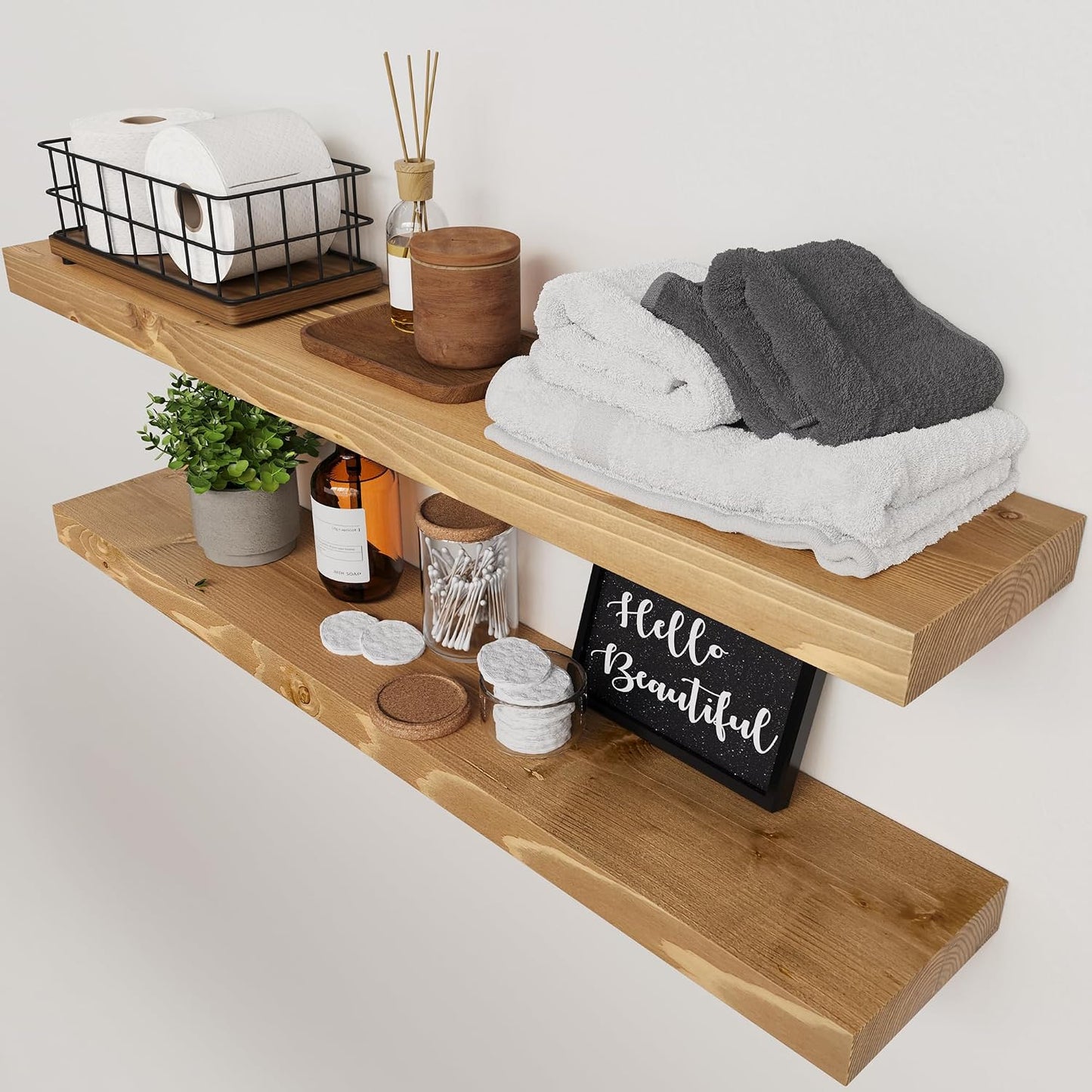 Estantes flotantes de roble 36pulg set 2 para dormitorio