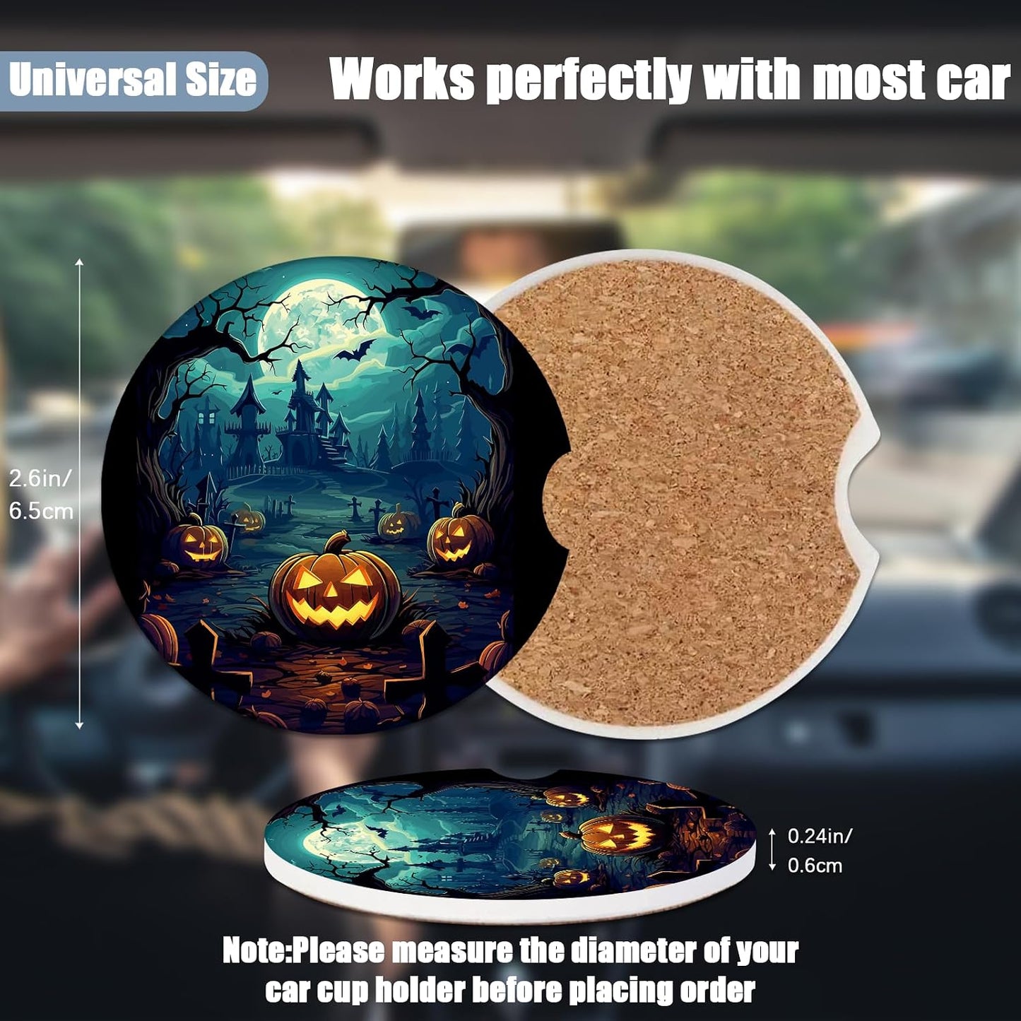 Portavasos automóvil cerámica absorbente pack 2