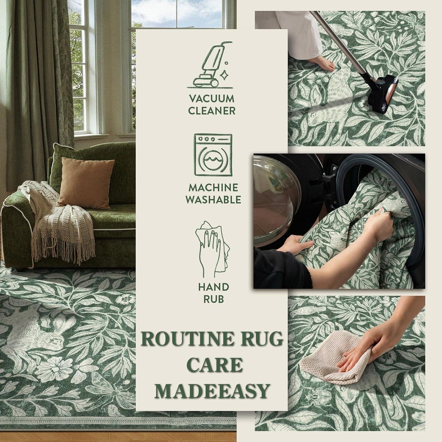 Alfombra baño 2x3ft estampado bosque color verde antiderrap