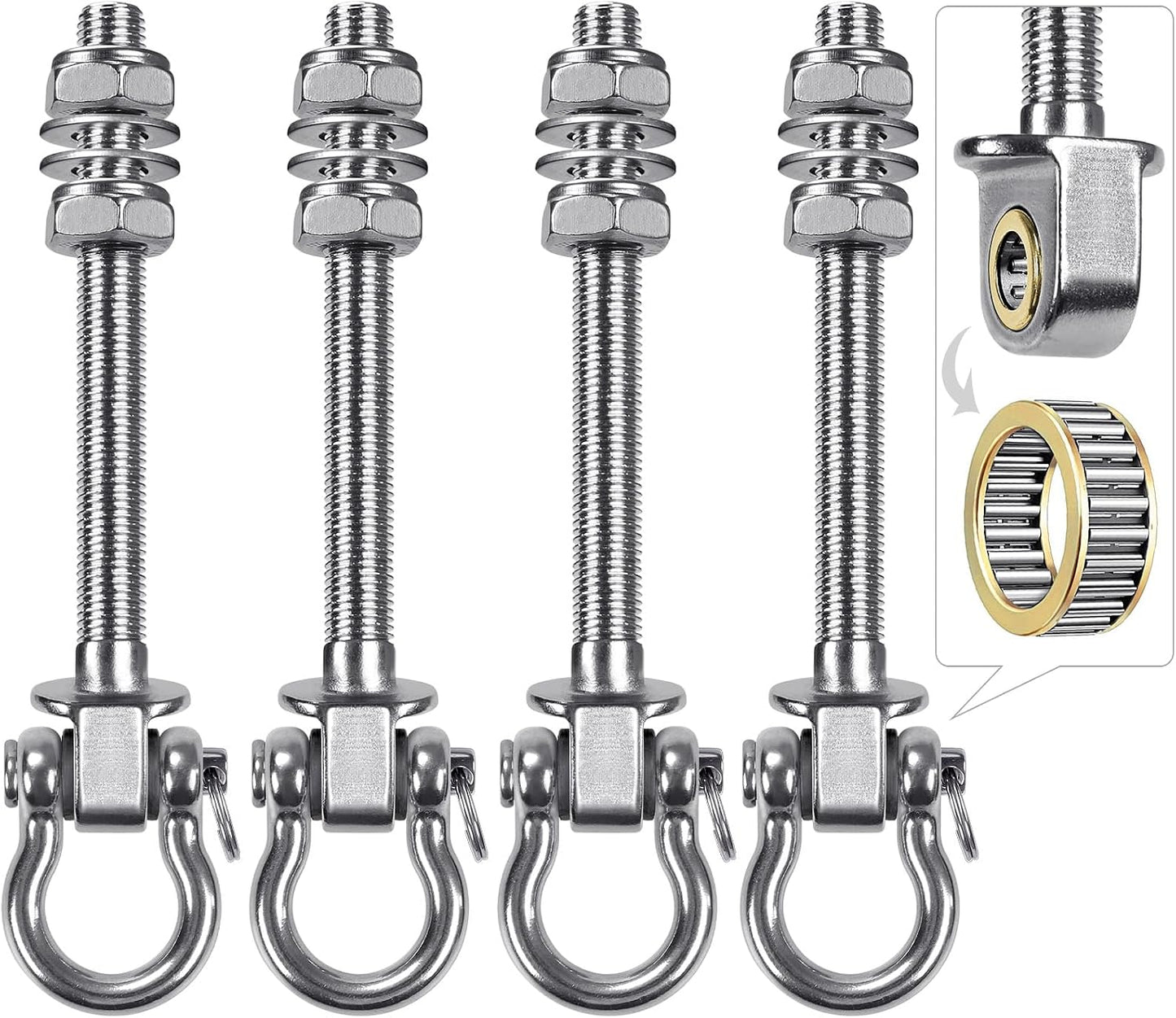 Perchas columpio acero inox 304 para viga madera